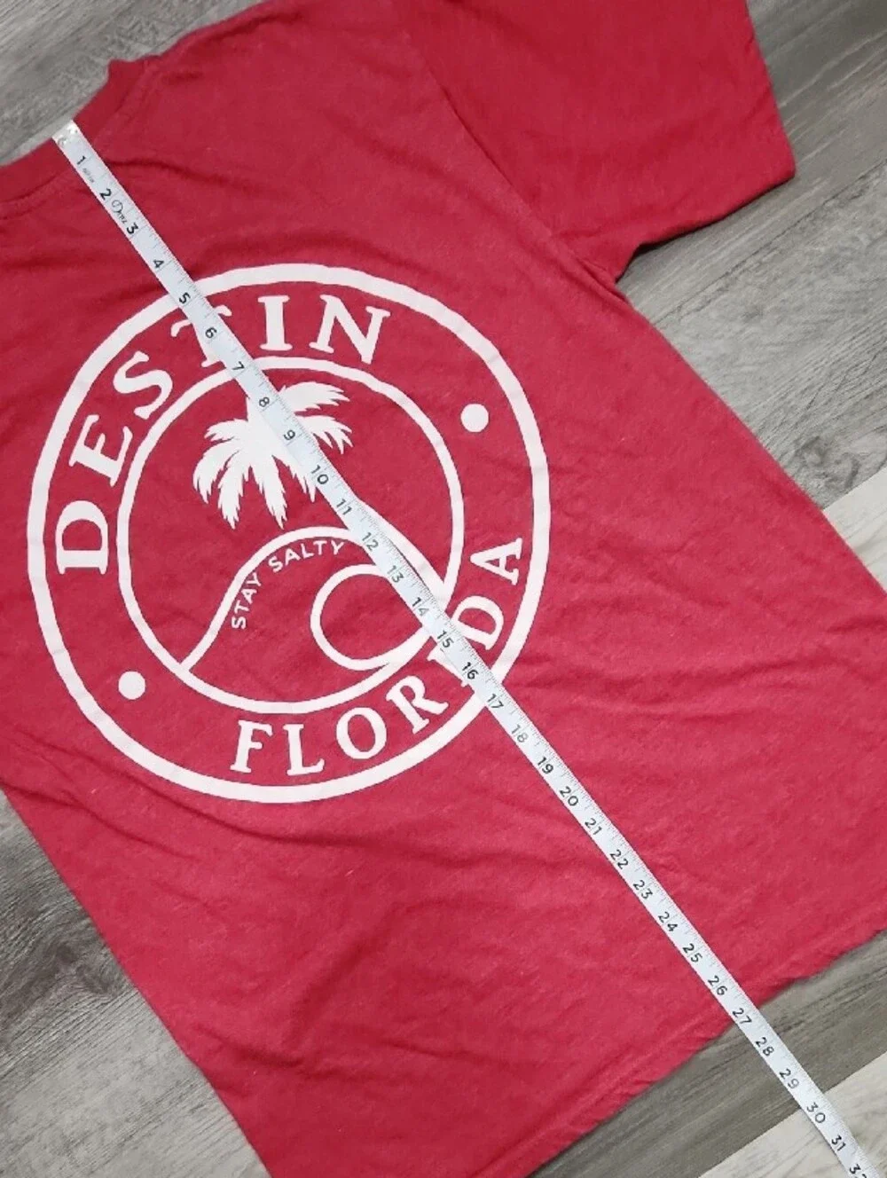 Destin Florida Stay Salty Logo T‑Shirt - Red Heather White Graphics Unisex Large - Picture 6 of 6